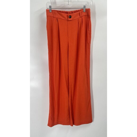 Monteau LA 2 Piece Smocked Tank Wide Leg Pants Burnt Orange Sz Large - Picture 7 of 10